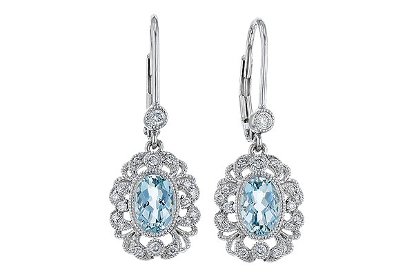 K275-19596: EARRINGS .75 TW AQUA .92 TGW (7x5MM AQUA)